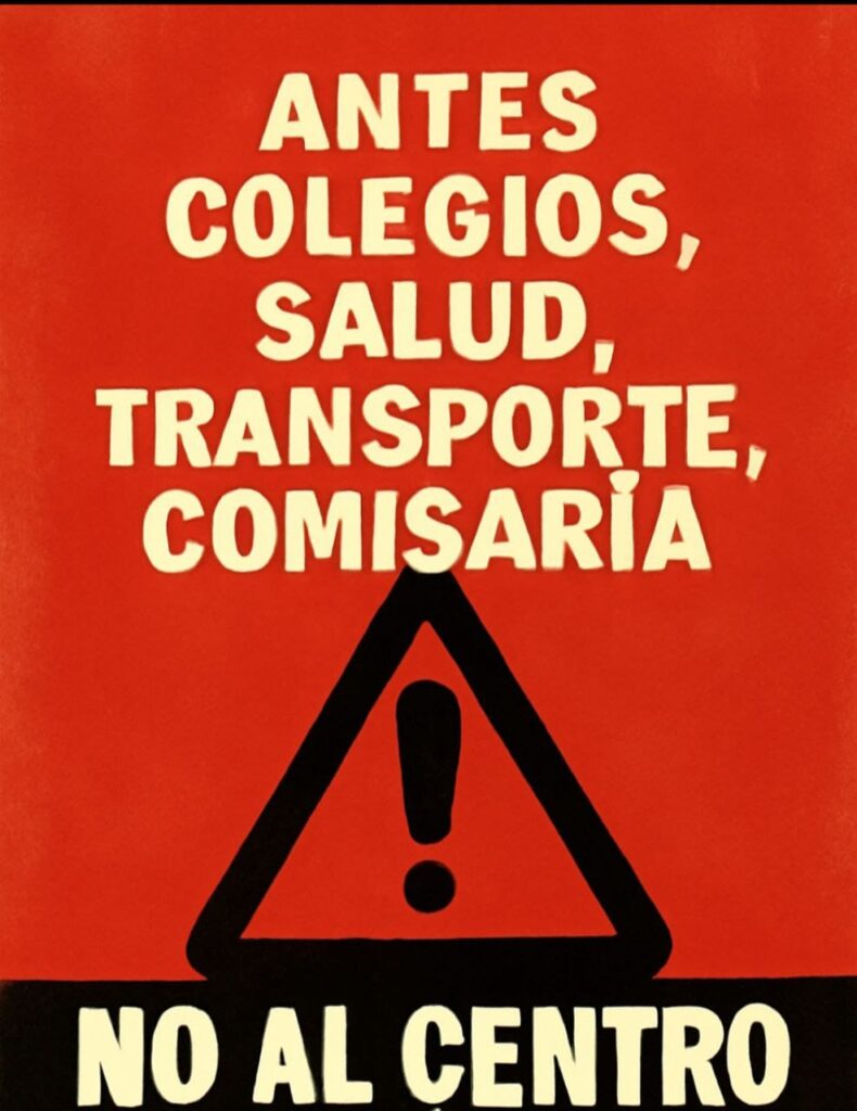 Cartel reinvindicativo por los servicios al Cañaveral y el rechazo al Centro de Acogida